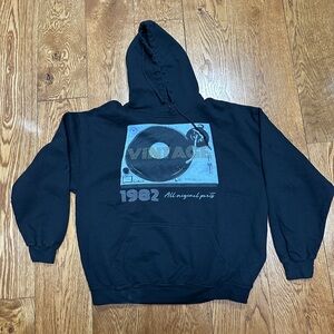 Vintage Black Hoodie with Blue Graphic